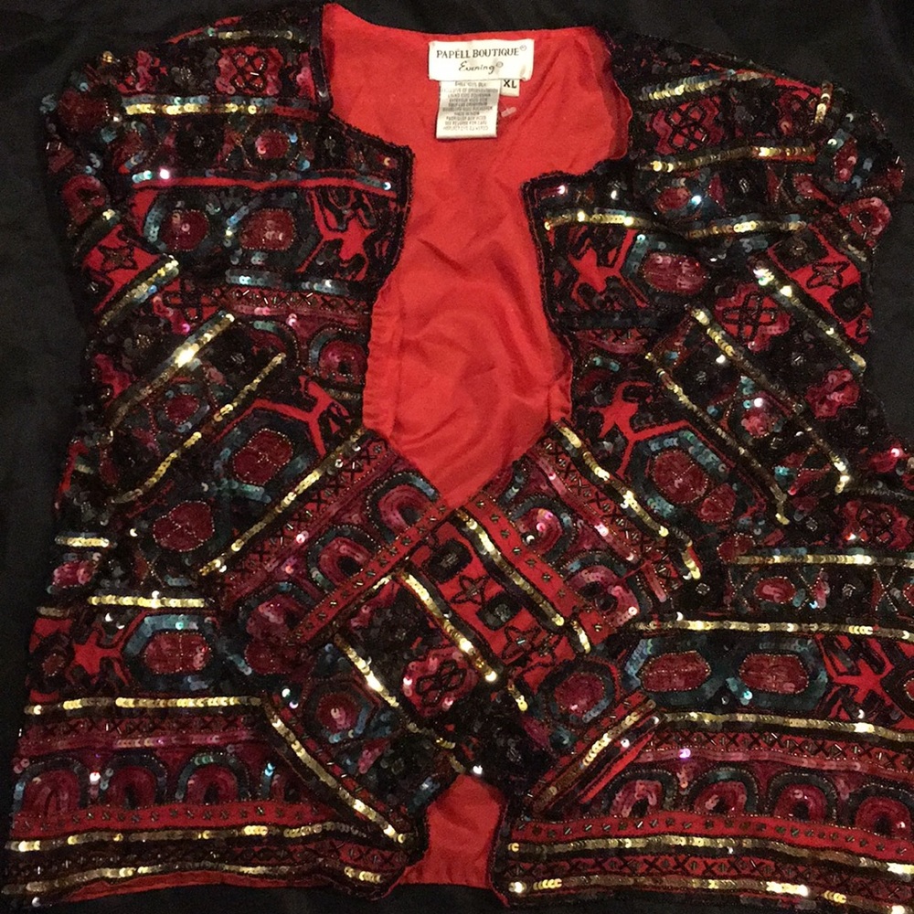 Vintage Papell Boutique Evening Sequined Jacket